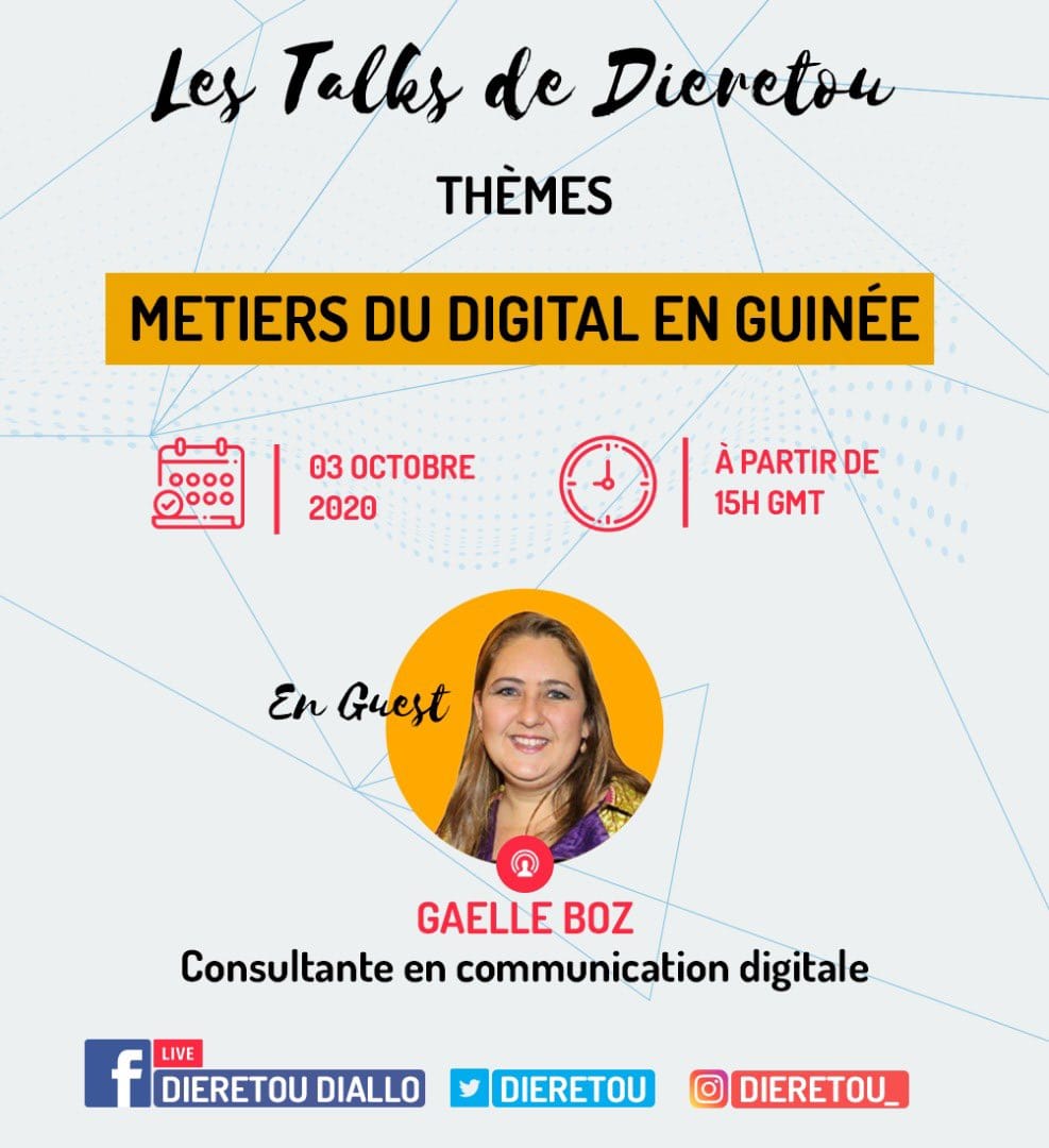 Talks Dieretou les métiers du digitale en Guinée 3 Octobre 2020